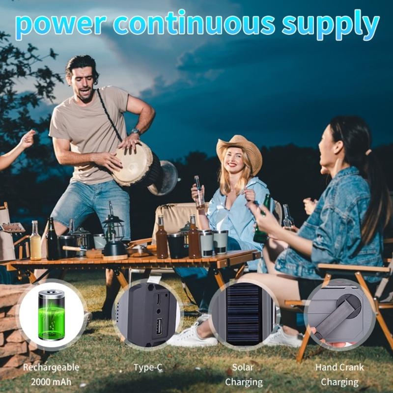 Hand Cranked Radio with LED Flashlight for Emergency AM FM Alert Portable Weather Radio 2000mAh Power Supply for Camping