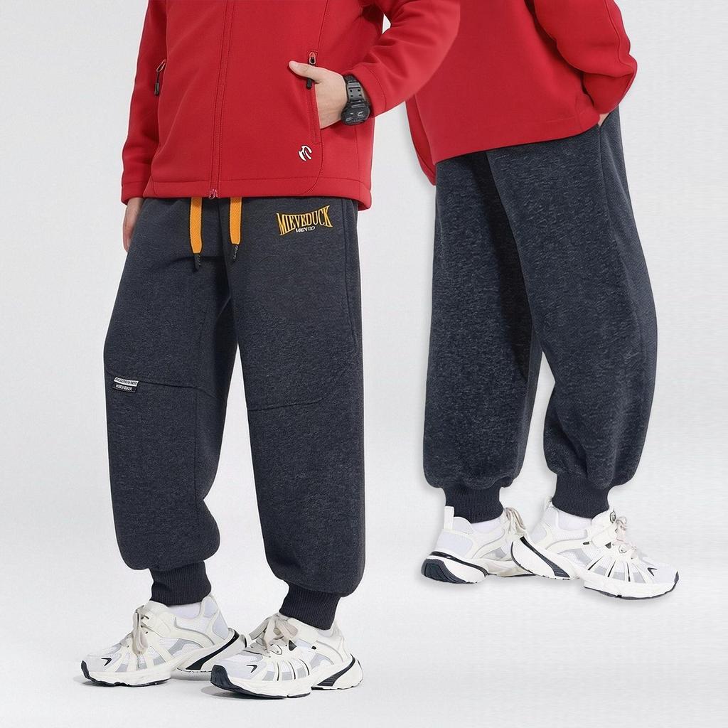 Spring 2026 Wheat Ear Embroidered Cotton Sweatpants for Kids - Loose, Cuffed, Casual Sports Pants