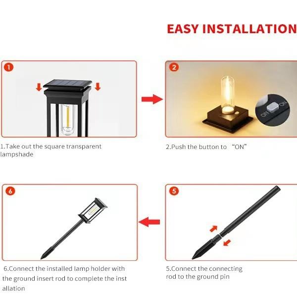 Tungsten Filament Solar Lights Outdoor Waterproof Garden Stake Lights for Yard Patio Lawn Pathway Atmosphere Decoration
