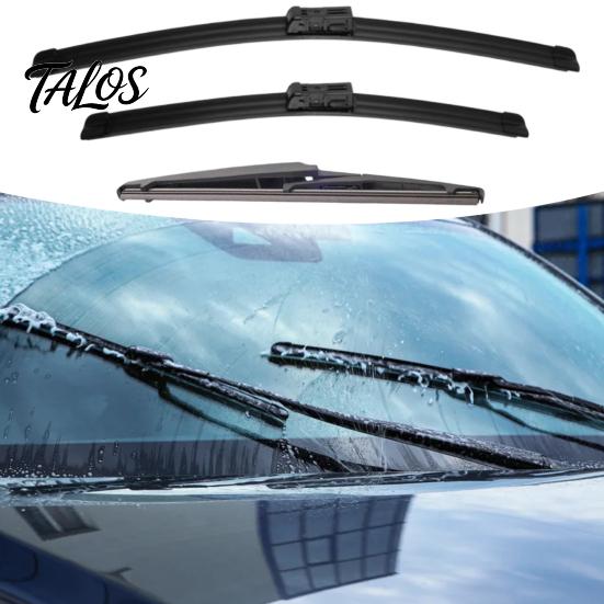Replacement Front And Rear Wipers 3Pcs 24" 14" 10" Windshield Wiper Blades for MG ZS ZST EV All Weather Car Kit 2017-2024, Kit, Set Silent Natural