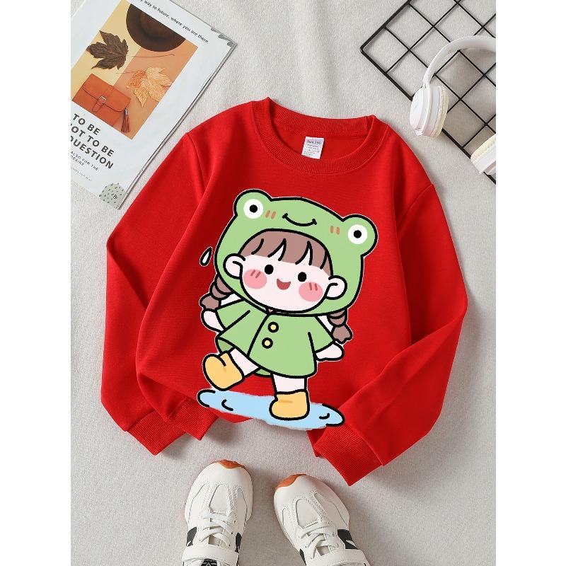 Kids Sweatshirt Crewneck Sweatshirt Featuring a Frog Hat, Rain Boots Designed for Water Splashes, Machine Washable