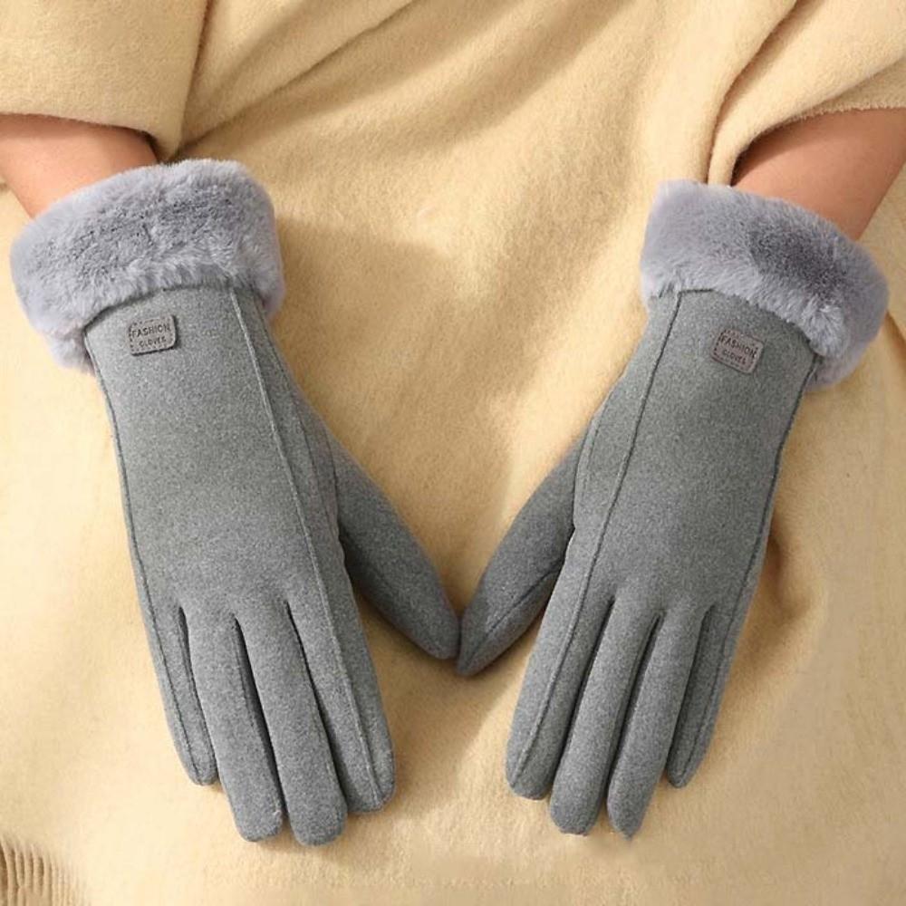 Faux Rabbit Fur Women Anti-cold Mittens Soft Plush Thickened Gloves 2 Finger Flip Gloves Skiing