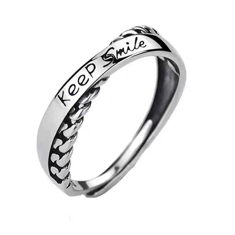 Korean-Style Enamel Open Cross Ring for Women