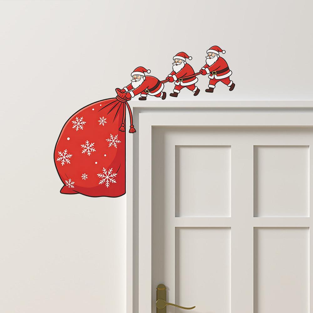 Christmas Santa Cat Switch Plate Wall Sticker Self Adhesive Removable Living Room Bedroom