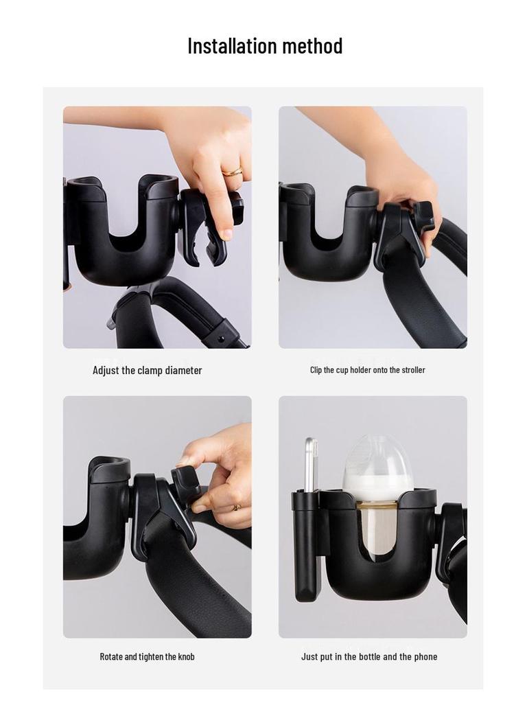 Baby Stroller Cup & Phone Holder - Multi-functional Tray for Water and Milk Bottles