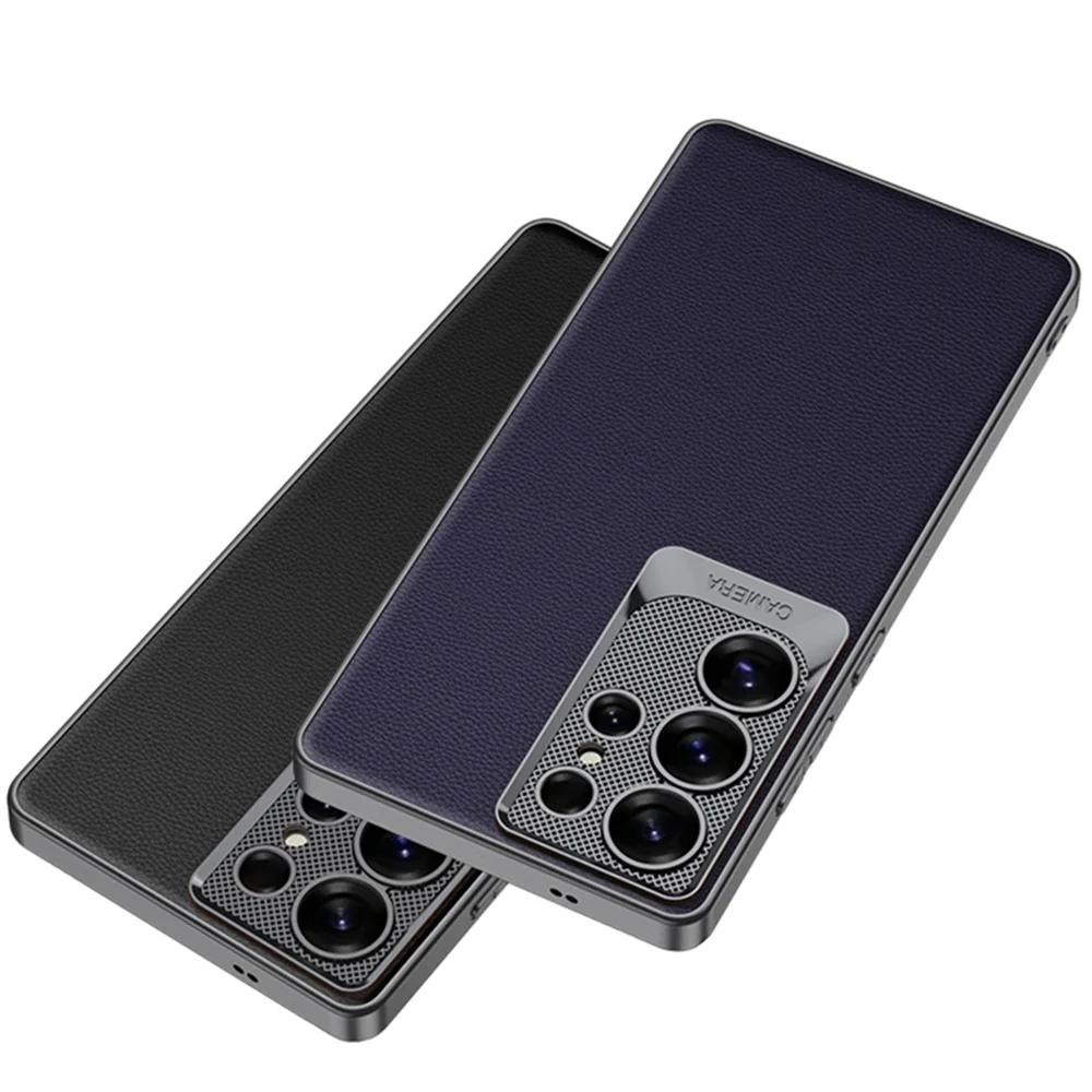Electroplate Leather Cases for Galaxy S25 Ultra Phone Case for Samsung Galaxy S25 Ultra Shockproof Hard Shell Protective Cover