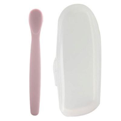 Pantheon Silicone Early and Middle Baby Food Spoon Small + Case, Baby Pink, 1 Piece, Korean Popular Tableware