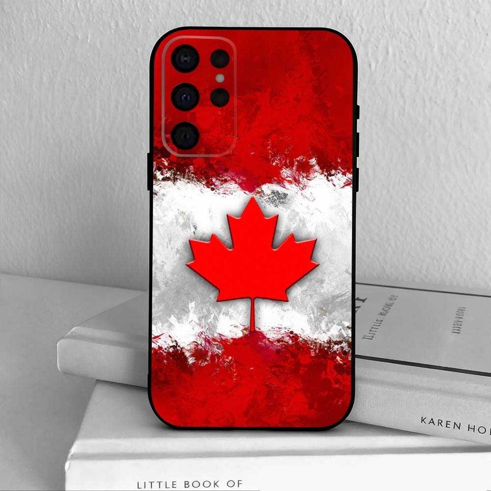 C-Canadian Flag Wallpaper  Phone Case For Samsung S25,S24,S21,S22,S23,S30,Ultra,S20,Plus,Others Soft Black Case