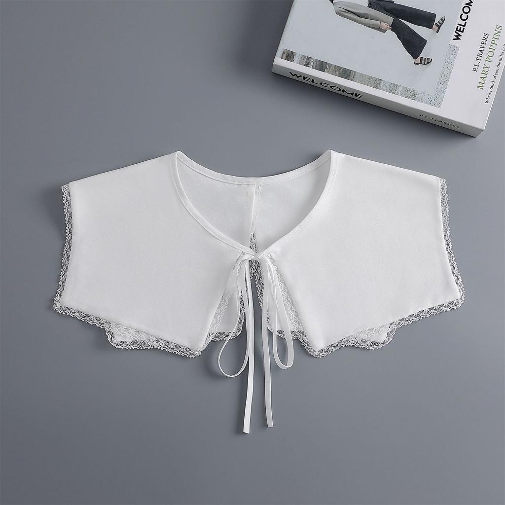Linbaiway Neuer Revers Falscher Kragen Vintage Abnehmbarer Hemdkragen für Damen Bluse Pullover Falscher Kragen Revers Oberteil Halsbekleidung Krawatten