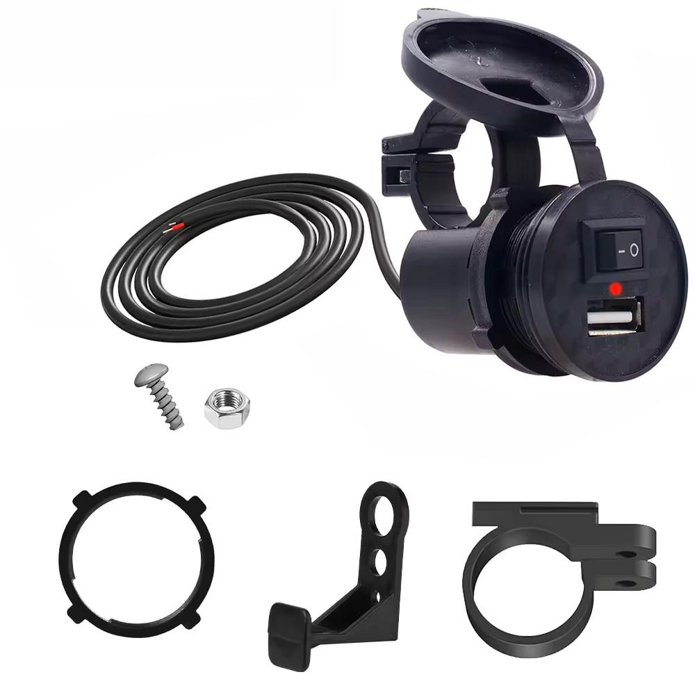 Motorcycle Handlebar Charger Waterproof Usb Adapter 12V-24V USB Port Mobile Phone Charger with Light Switch Moto Accessories