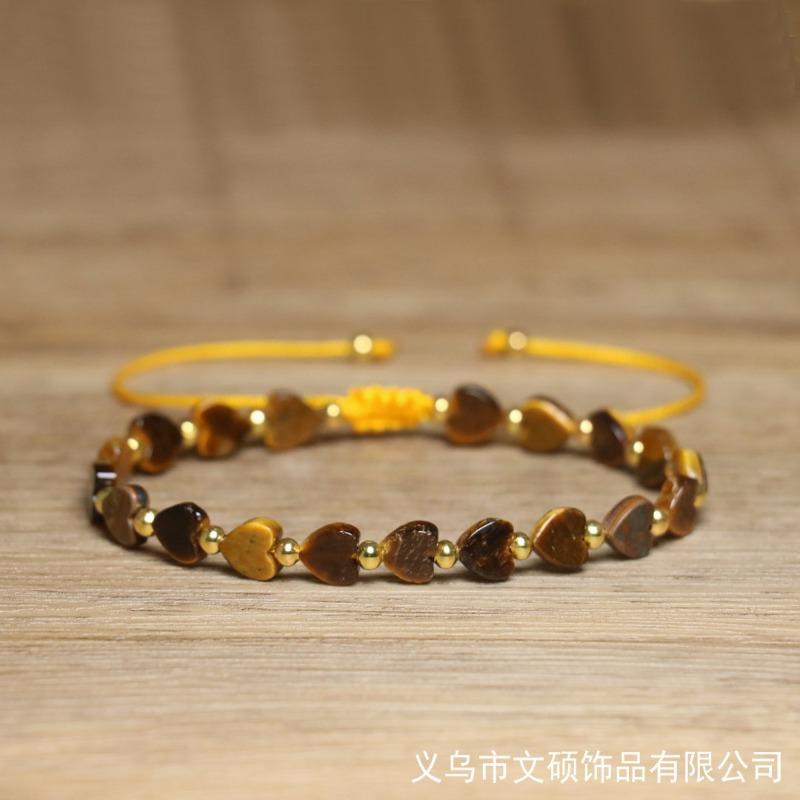 Turquoise Heart Bead Bracelet – Gold Accent Adjustable Boho Jewelry, Love Protection Gift for Women