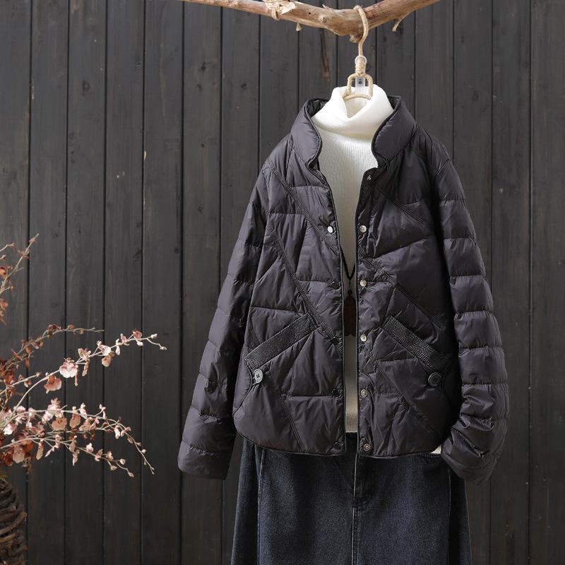 Down vest women's short winter new fashion lightweight stand-up collar literary retro warm outer wear vest tide