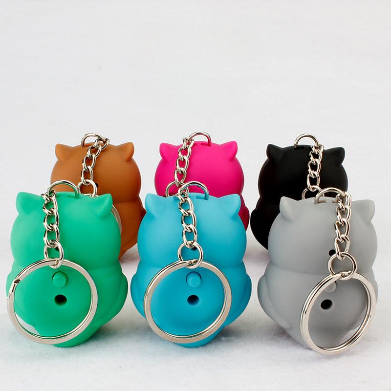 Nová LED sova klíčenka Roztomilý přívěsek s taškou Kreslený přívěsek na klíče Kabelka Klíče od auta Řetízek Pánské Zvukový a světelný design Ženy Muži Dárek