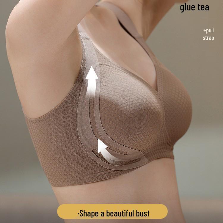 Seamless Push-Up Bra: Large Chest Minimizer, Anti-Sagging, Double Lift & Side Support.
