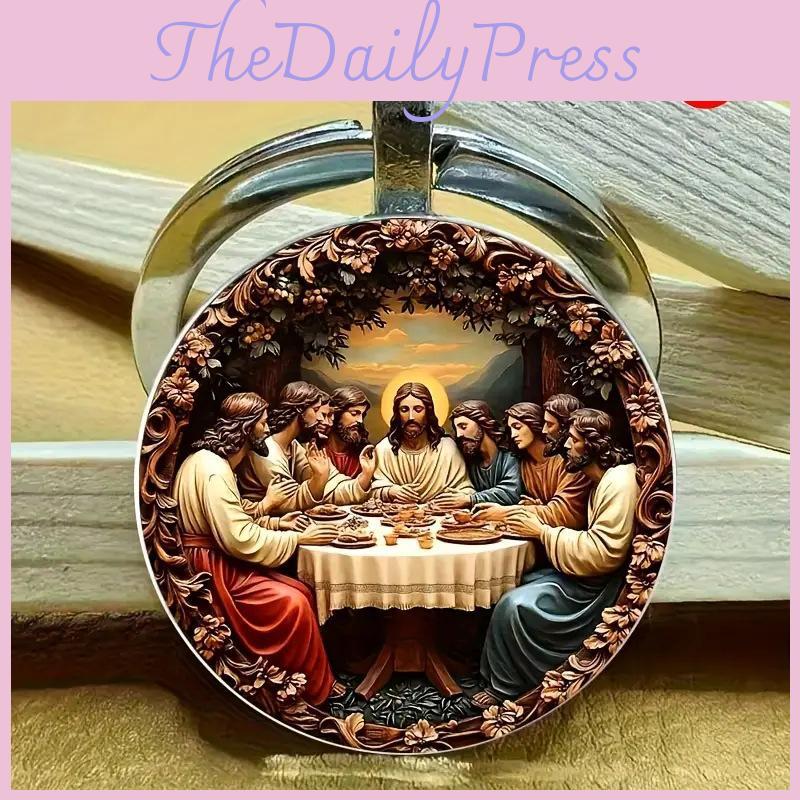 Jesus Letztes Abendmahl Glasanhänger Schlüsselanhänger Mit Modernem Minimalistischem Design Für Religiöses Geschenk