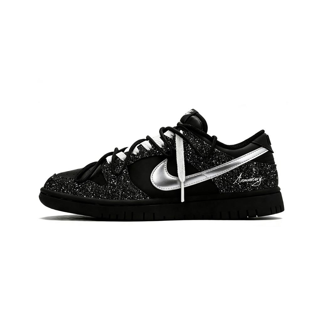Nike Dunk Night Sky Baby's Breath 2.0 Low top Skateboard Shoes Men's Black White Silver IO7606-010(Team619-2.0)