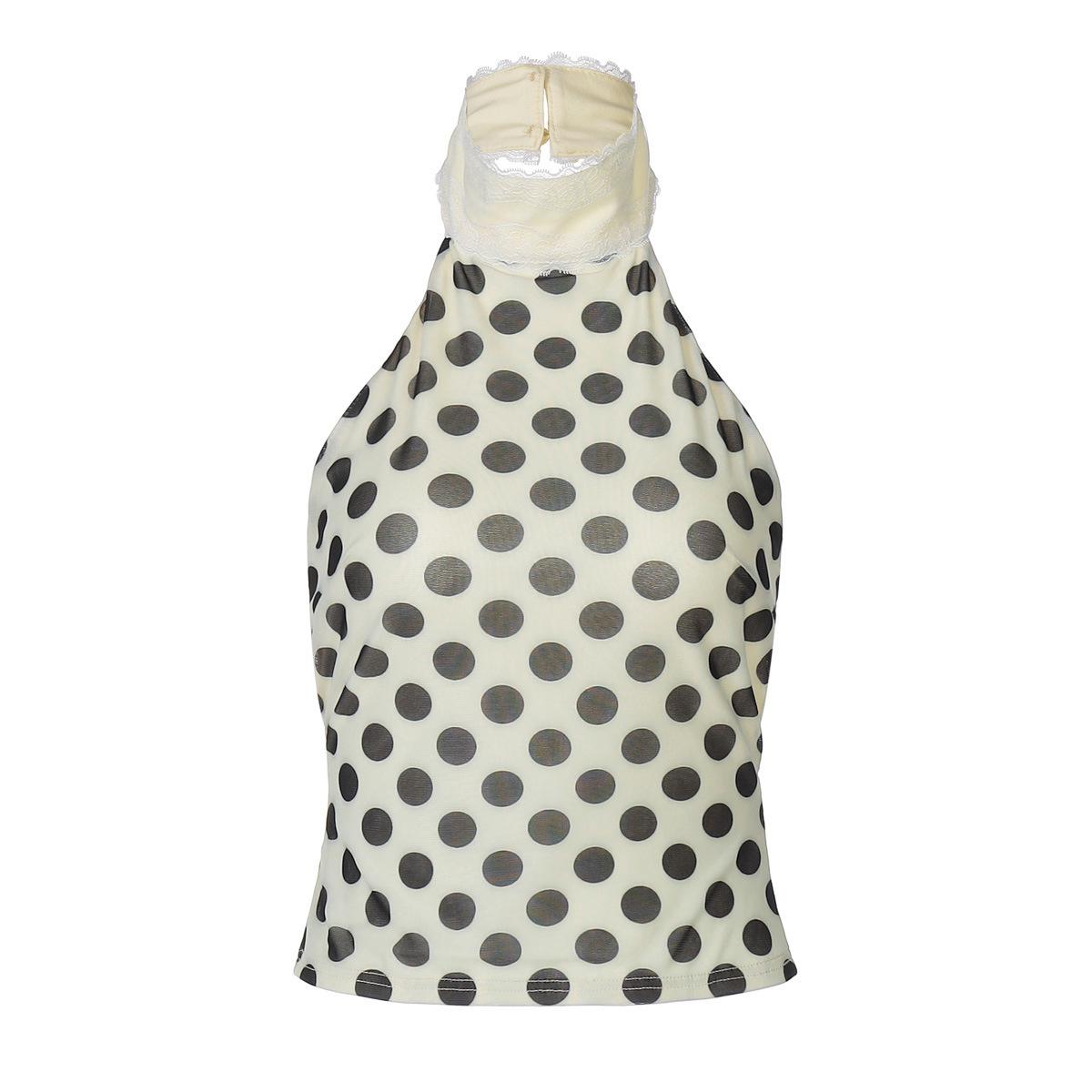 2025 Summer Floral Halter Sleeveless Top: Sexy Open Back, Slimming Fit S абрикосовый