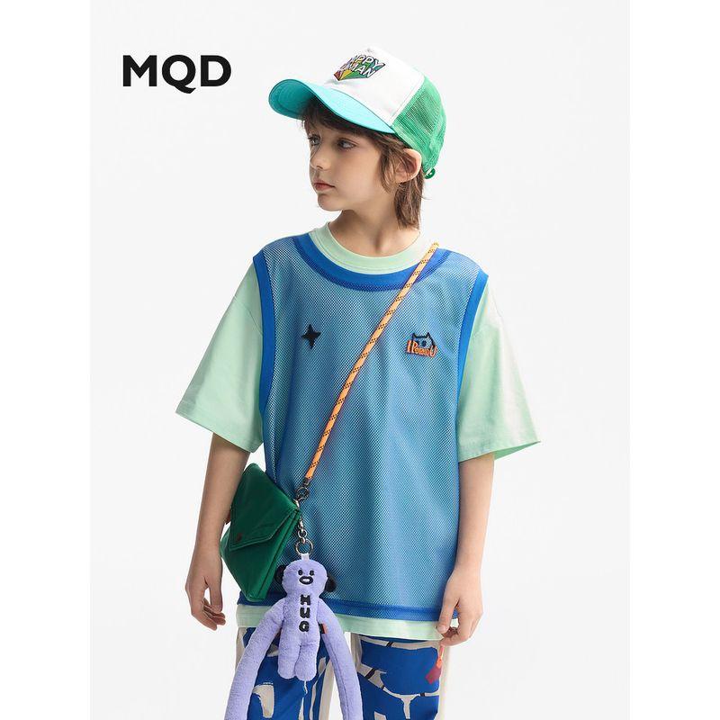 [Moisture-Absorbing and Quick-Drying] Mqd Children's Clothing Fake Two-Piece Boys' Short-Sleeved T-Shirt Summer New Style Kidsren's Base Layer Top