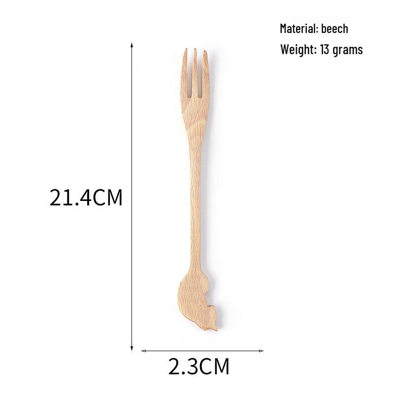 Abay Kids  Cute Cat Beechwood Utensil Set