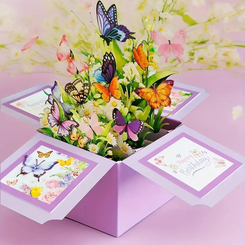 Advanced 3D Pop Up Butterfly Bouquet Card - Invitation Card For Birthday And Wedding Household Desktop Decoration  Thank You Card
