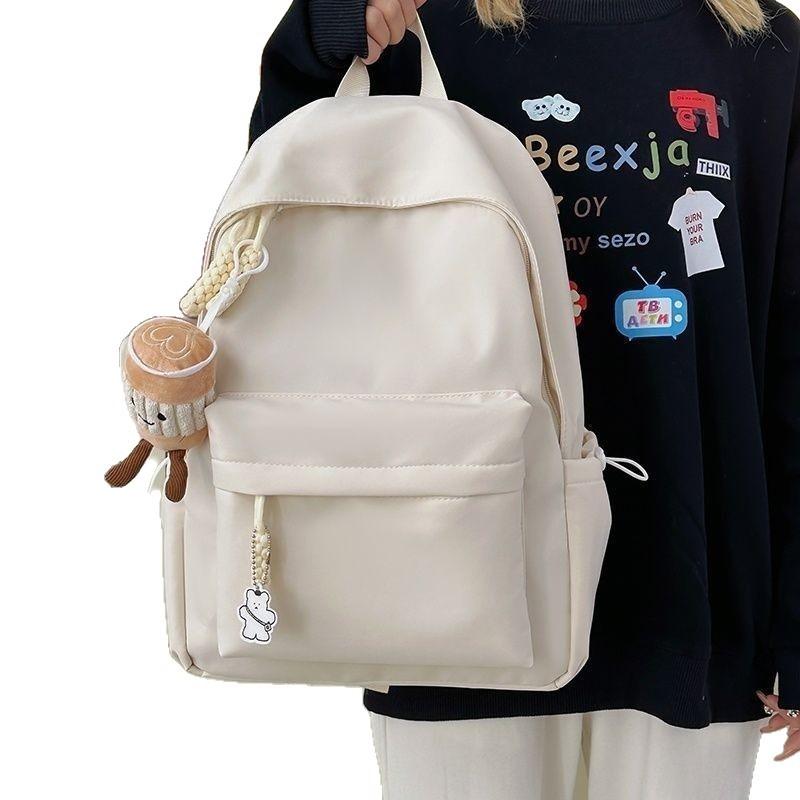 Schoolbag Japanese ins Campus Casual Solid Color School Bag Simple Versatile Lightweight Backpack High School Student Backpack