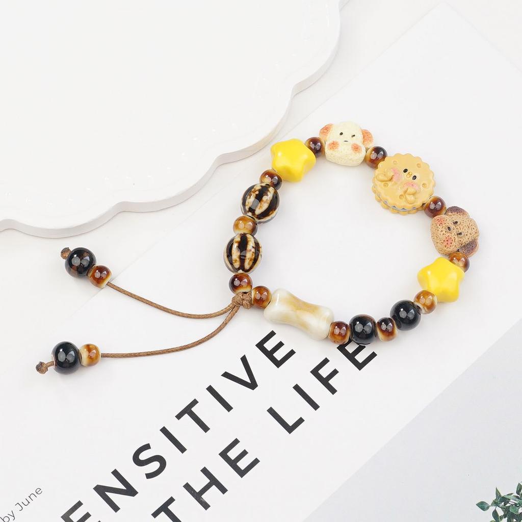 Jingdezhen cute ceramic bracelet high value puppy good friend couple girlfriend woven hand rope does not fade