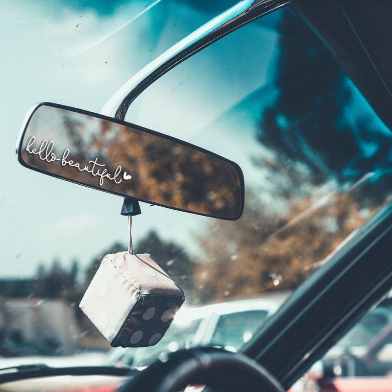 Hello Beautiful Car Rearview Mirror Sticker - Decorative Women's Accessory
