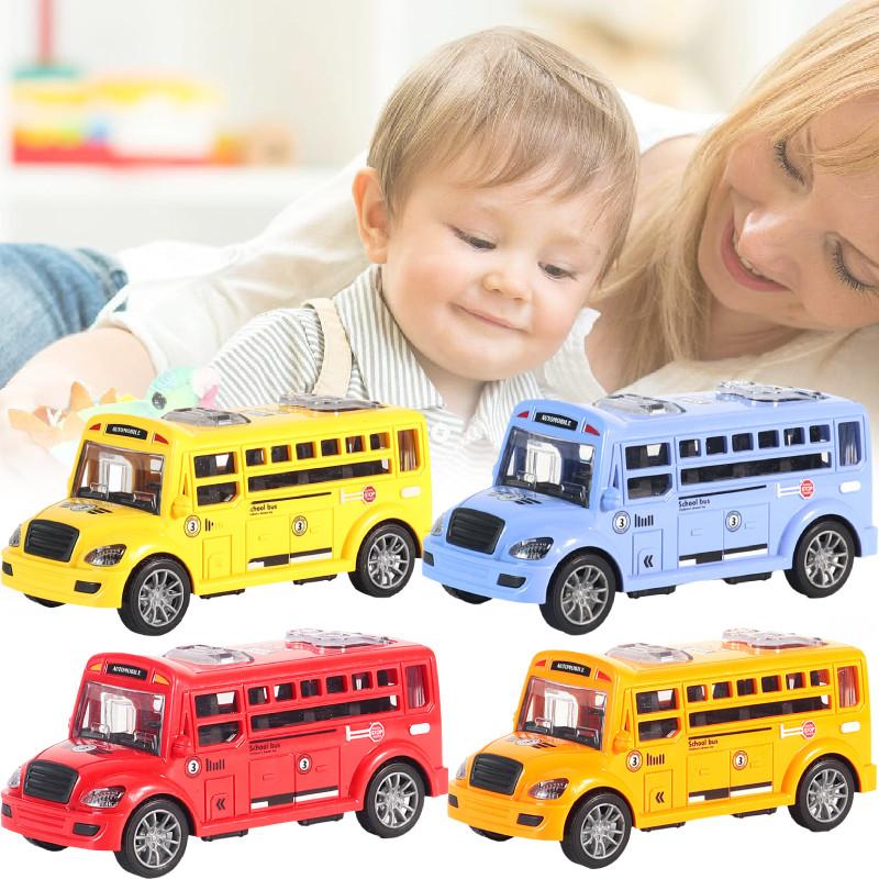 Bus Model School Toy Inertia Pull Back Mini Racing Car Children Educational Gift