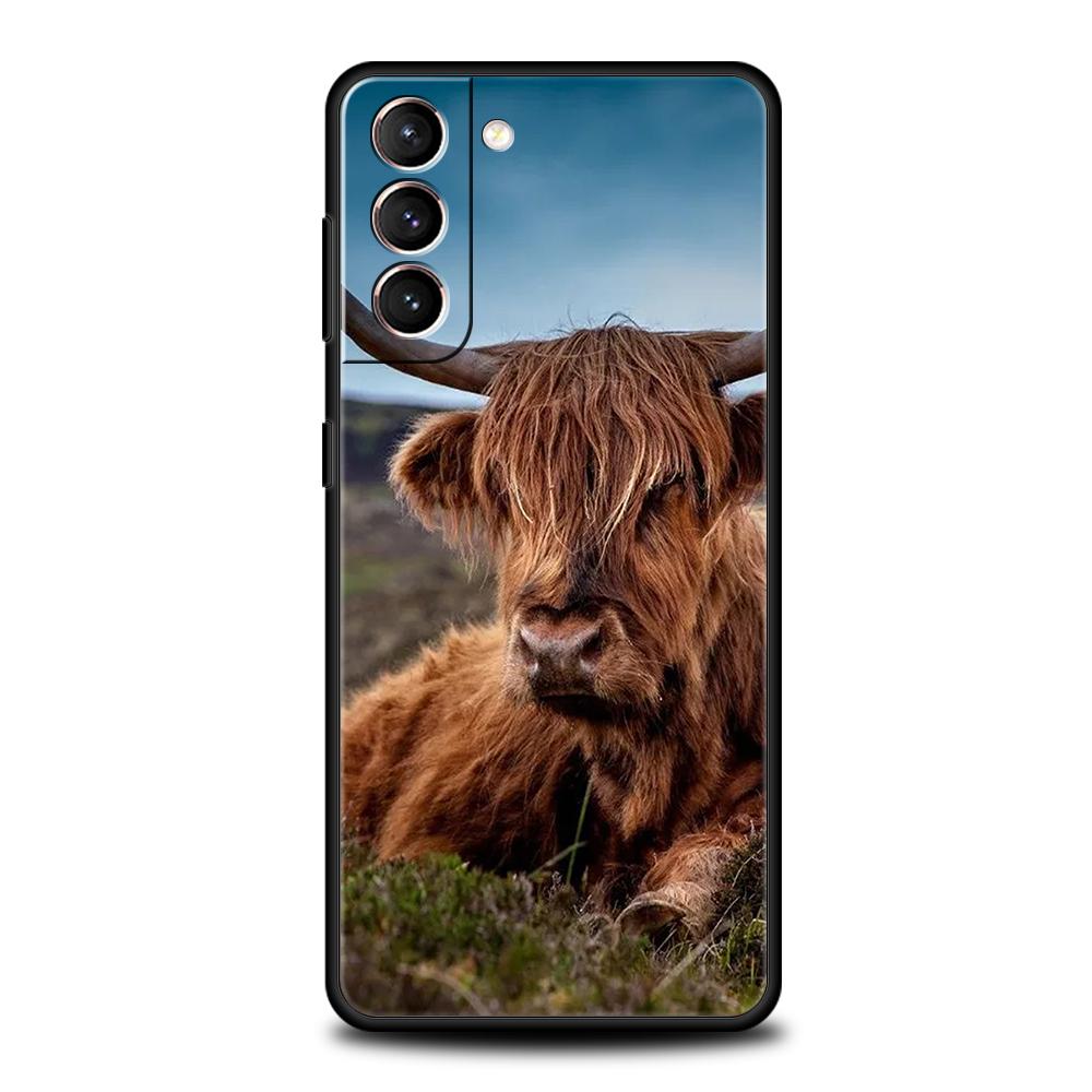

Phone Case Cover for Samsung Galaxy S25 Edge S24 S23 S22 S20 S21 FE Ultra S10 S10E Plus 5G Soft TPU Capas Cute Highland Cow Bags Samsung S23 FE