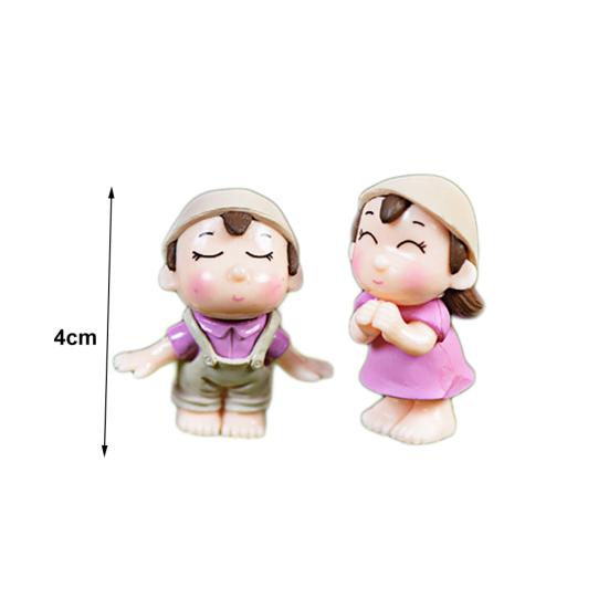 2Pcs Boy Girl Kids Couple Miniature Ornament Craft DIY Landscape Dollhouse Decor
