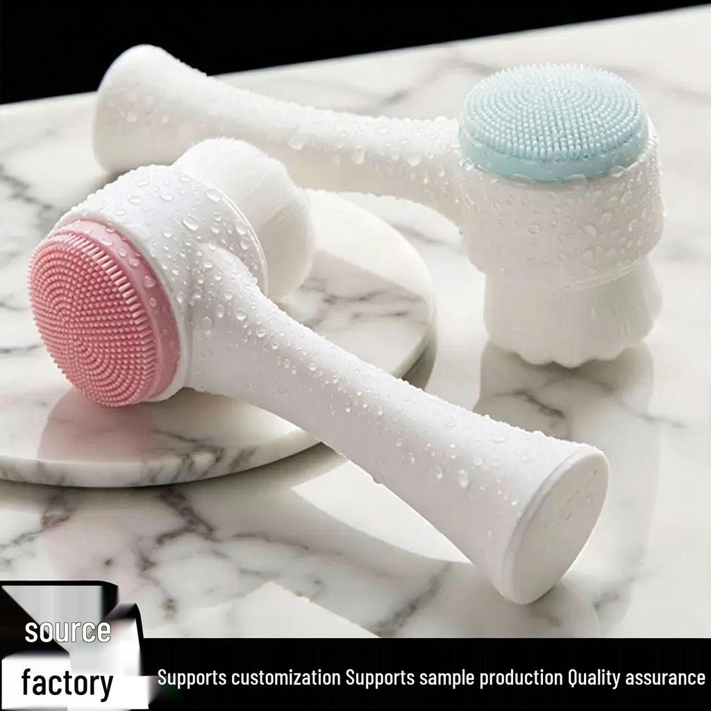 Dual-Sided Silicone Facial Cleansing Brush with Soft Bristles for Gentle Exfoliation and Massage