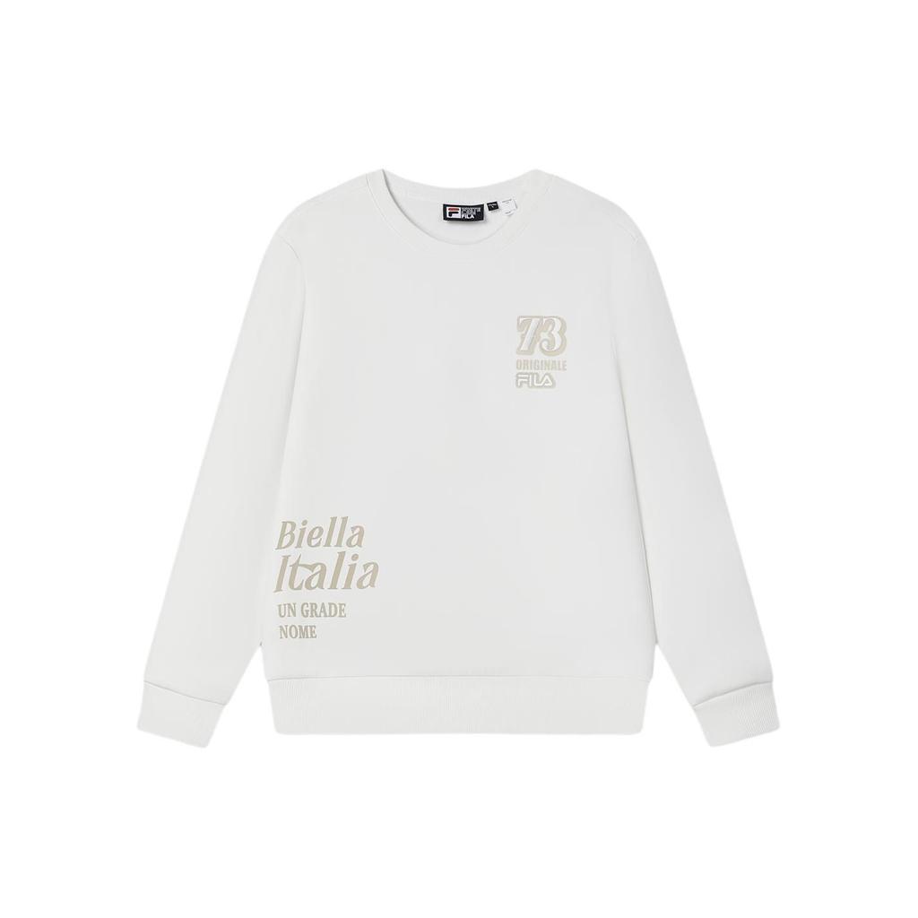 Fila Letter Print Crew Neck Casual Pullover Sweatshirt Men Sweatshirt Cloud-Mushroom-White F11M419202F-WT