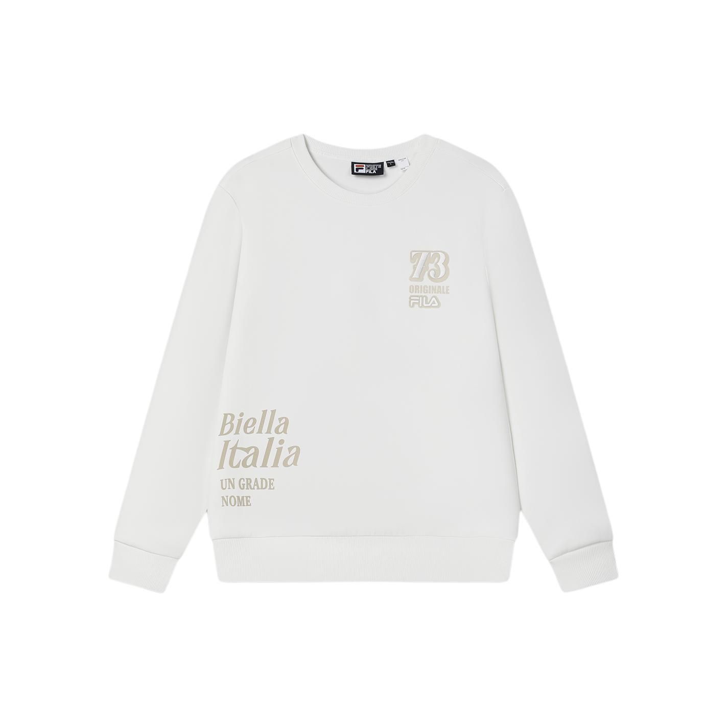 

FILA Letter Print Crew Neck Casual Pullover Sweatshirt Men sweatshirt Cloud-Mushroom-White F11M419202F-WT M