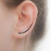 Minimalist Hammered Curved Bar Ear Cuff Stud Earrings Three Tone Option Women Simple Ear Jewelry