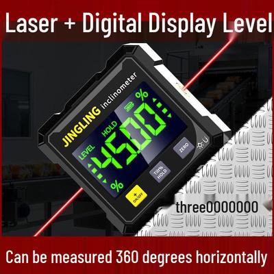 High-Precision Digital Laser Inclinometer with Magnetic Level and Gradient Ruler