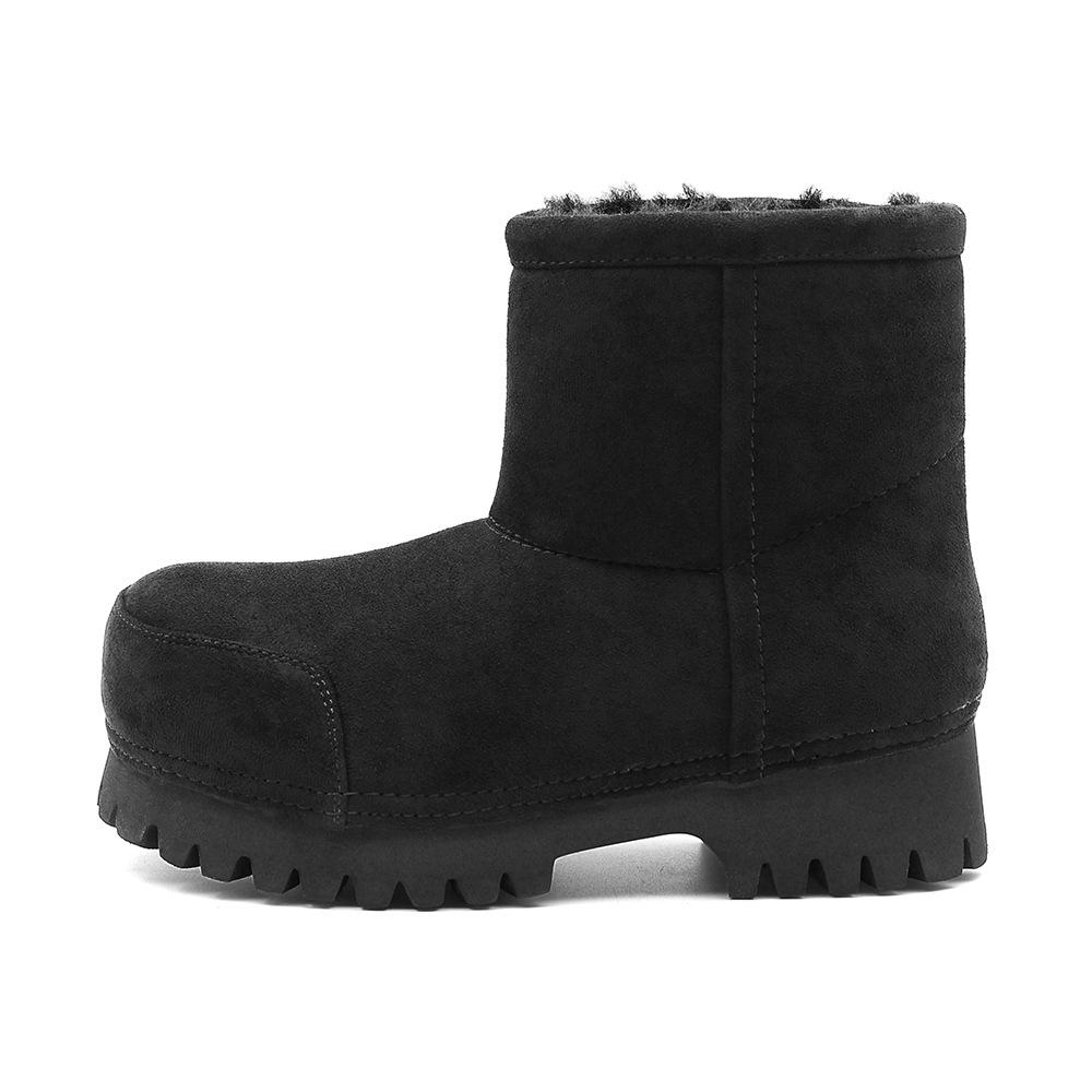 2025 Winter Fleece-Lined Big Head Snow Boots, Non-Slip Thick Sole, Height-Increasing, Pull-On Fashion.
