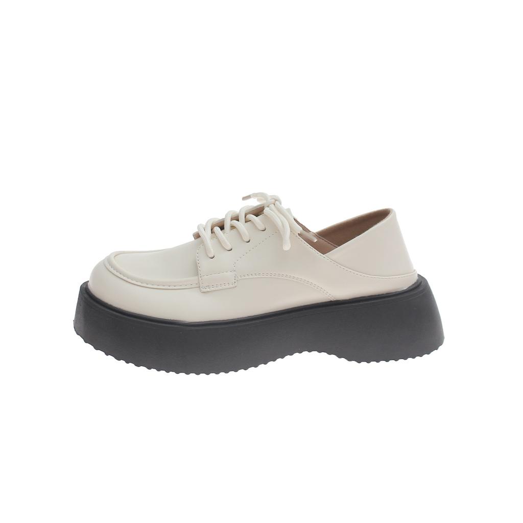 Retro Small Leather Shoes Women's British Style Platform Shoes Muffin Single Shoes Japanese Jk Shoes College Style Big Head Shoes Spring and Autumn V