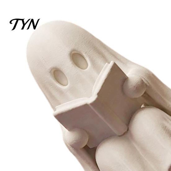 Small Ghost Statue for Edge Reading Book Halloween Decoration, 3D Printed Shelf Sitter Statue, Miniature Cute Spooky Sitting Figurine Bookshelf,