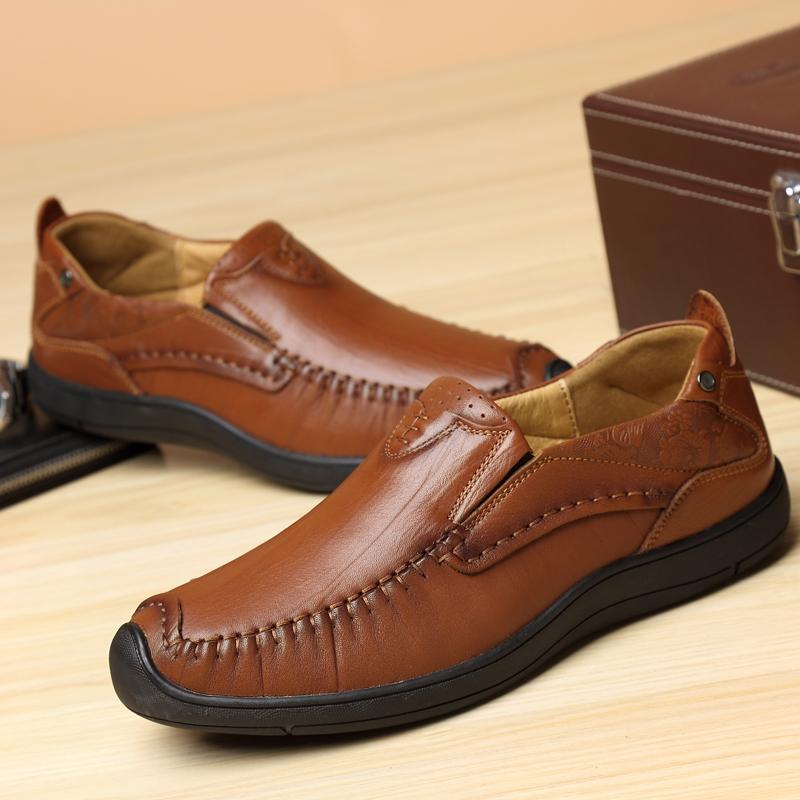 Mens Leather Shoes Genuine Luxury Brand Italian Loafers Moccasins Slip on Men's Flats Breathable Hollow Out Male Driving Shoes