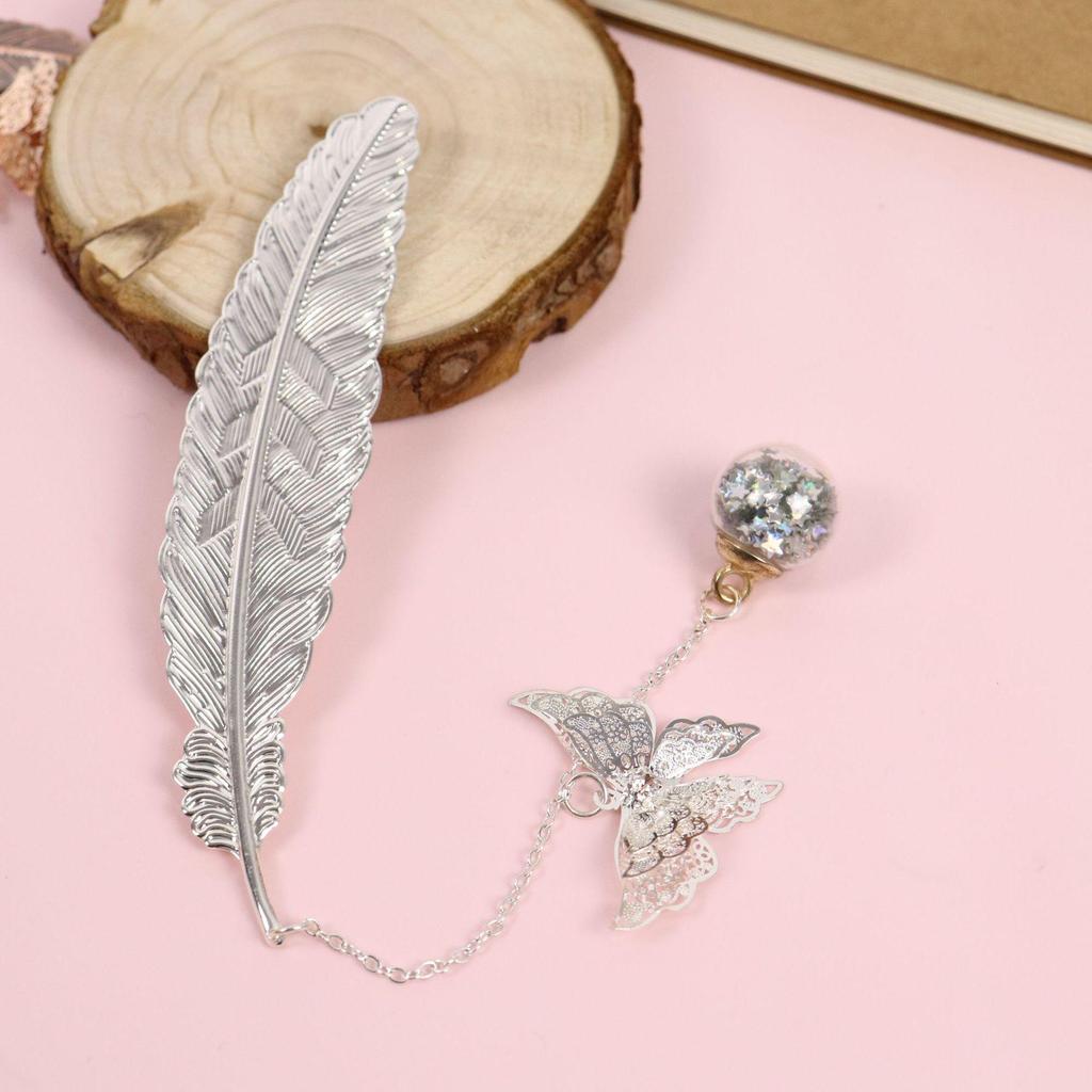 Chinese Style Butterfly Feather Metal Bookmark - Creative Student Gift