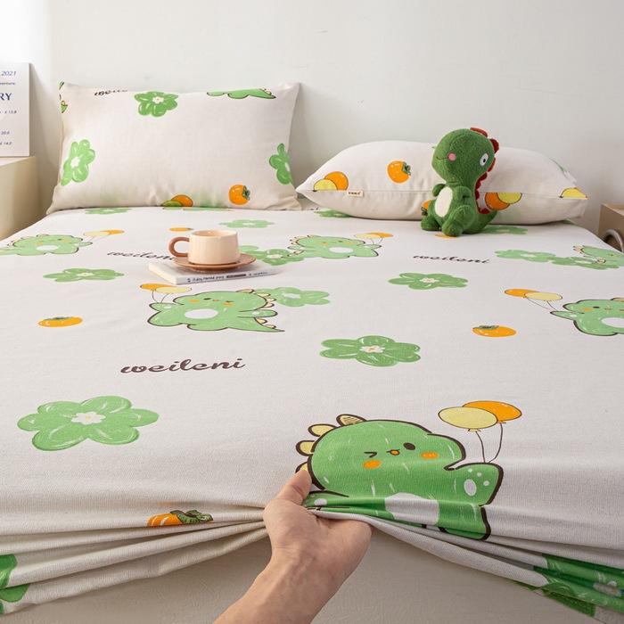 2025 New Old Coarse Cloth Printed Fitted Sheet Pure Cotton 1 Pcsfitted Sheet Protective Cover Dust Cover Non-slip Fitted Sheet