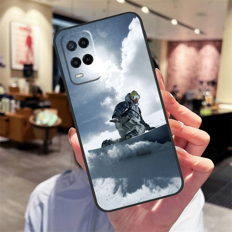 Cool Sports Snowboarding Case For Oppo A40 A60 A80 A18 A38 A58 A78 A98 A16 A76 A96 A15 A17 A77 A74 A94 A54 A57S Cover