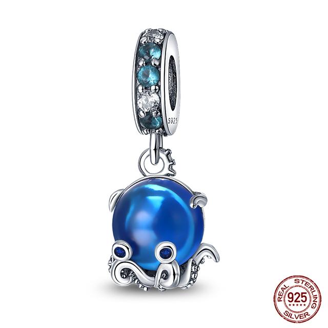 

100% настоящее серебро 925 пробы, серия Ocean, краб, черепаха, русалка, подвески, бусины, подходят для оригинальных модных браслетов, ювелирные изделия, подарки