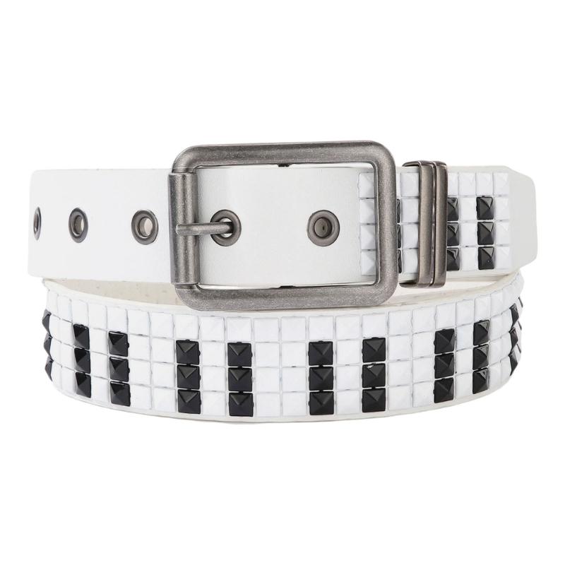 PU Leather Waist Belt Girdle With Piano Rivets Decor And Hollow Electroplating For Daily Commute Summer Style