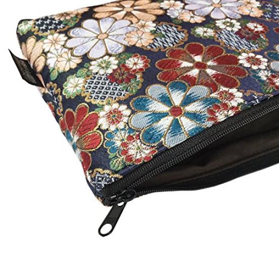 Senshishuin Nishijin Brocade Stamp Book Case Colored Flowers In Full Bloom Pouch/Shrine (Lined) - (Size M)