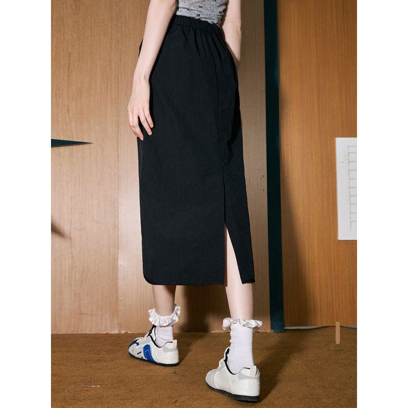 Coolhut Loose and Versatile High-Waisted Retro Workwear Mid-Length 2025 Summer Skirt Straight Casual