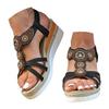 Wedge Sandals For Women Thong Women'S Thick Soled Wedge Heeled Sandals Fashionable Rhinestone Beaded Hollow Chaussure Femme