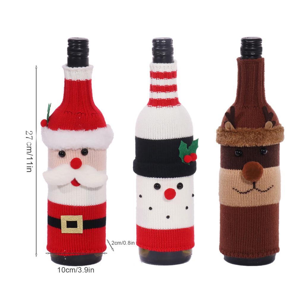 Christmas Wine Bottle Set Party Dinner Table Ornaments Santa Claus Snowman Elk Wine Bottle Cover Bags For Christmas New Year Dec