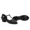 Peep Toe Kids Girls Ballroom Dance Shoes Latin Salsa Low Heel 3.5cm Soft Sole Indoor