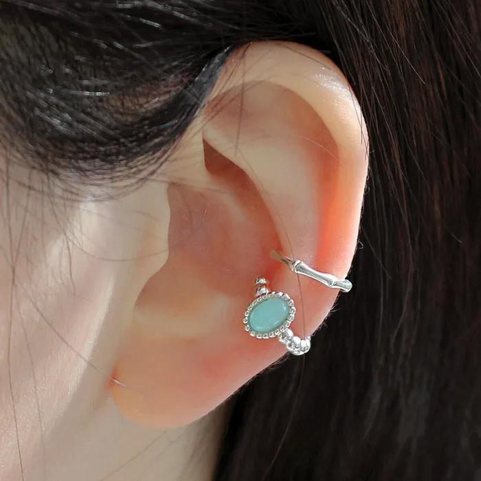 925 Silver Gemstone Point Ring Ear Cuff Earrings Clip-on Ete